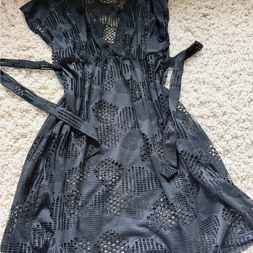 Aqua Black Jordan, Taylor, swimsuit, beach, cover-up Lace Mini Dress - Picture 3 of 4